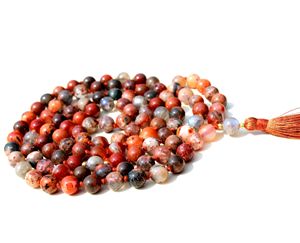 Cuentas Naturales de ágata de fuego, collar de meditación tibetano, piedra de cristal curativa - Product Image 1