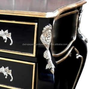 Muebles para el hogar-muebles de madera Oro Negro Bombay de 4 cajones de estilo francés - Product Image 4