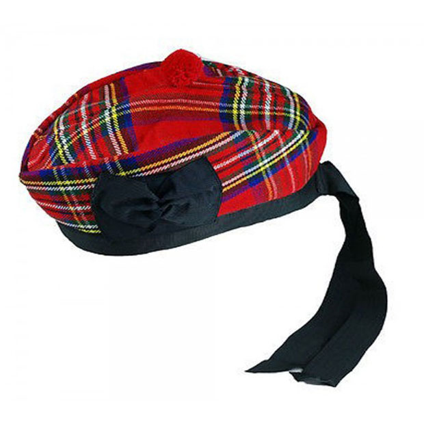 Royal Stewart Glengarry Scottish Kilt Hat With Red Pompom