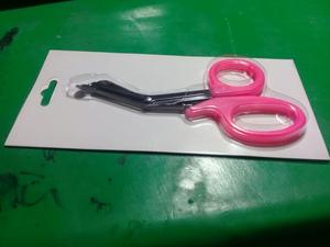 Mango de plástico de acero inoxidable de alta calidad, mango rosa neón con cuchillas recubiertas de Floride negro, tijeras de primeros auxilios para enfermera paramédica - Product Image 6