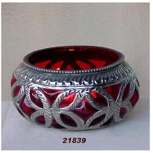 Wholesale Decorative Metal <b>Lanterns</b> Antique Glass Colorful Round Shape <b>Silver</b> Brass & Glass Shot Tealight Votive Holder - Product Image 1