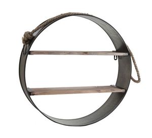 Galvanized Metal <b>Round</b> <b>Wall</b> <b>Shelf</b> for Living Room Double Tiers - Product Image 1