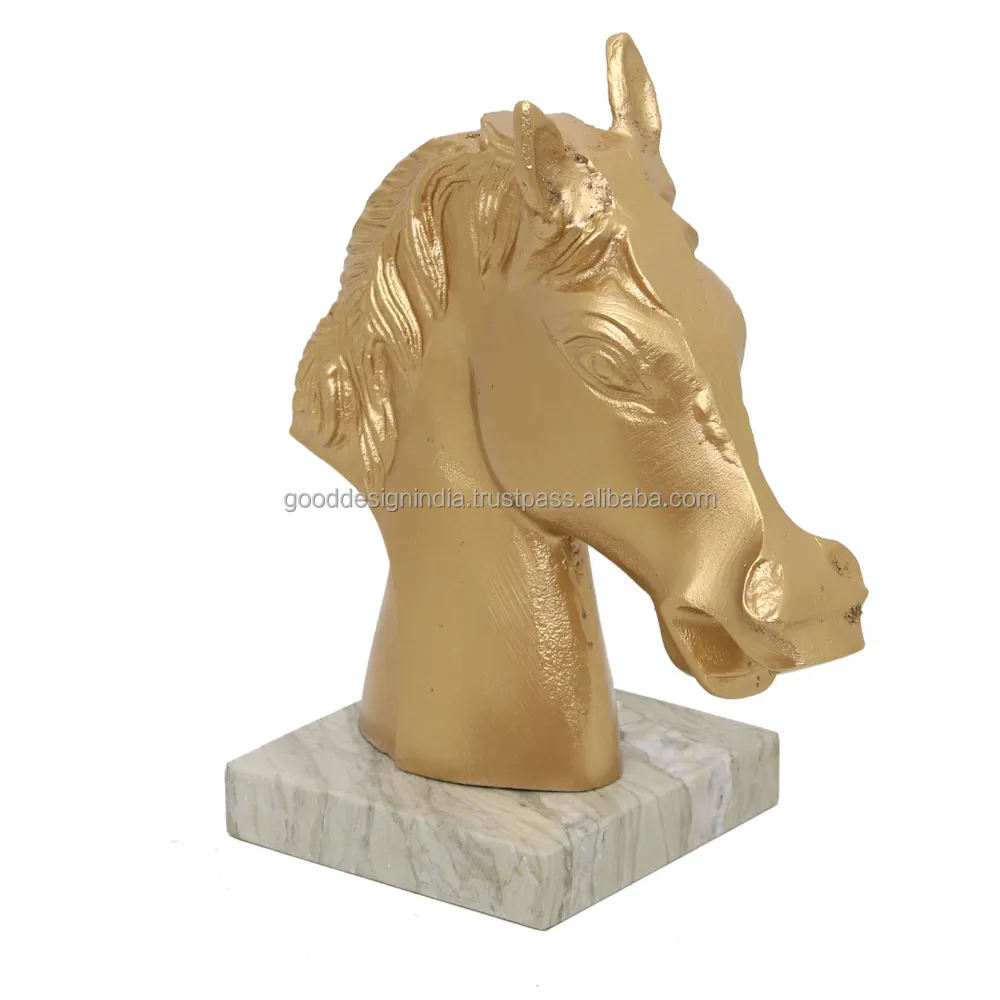 Scultura per la decorazione domestica Oro cavallo fiore all'occhiello decorativo statua per la vetrina di alluminio del metallo Di Natale decor GD1980