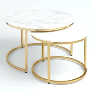 Металлический круглый мраморный кофейный столик, набор для домашнего декора, 2 шт.