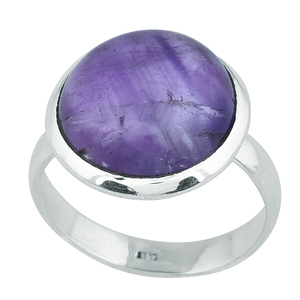 Bague ronde en argent sterling 925 avec pierres précieuses en améthyste violette Bijoux Bague à la mode plaquée argent pour cadeau, fête pour unisexe - Product Image 2