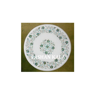 Plateau de salle à manger en marbre blanc, de forme ronde, de grande qualité, pour la maison - Product Image 1