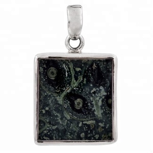 Square Kambaba Jasper Gemstone 925 Sterling <b>Silver</b> <b>Pendant</b> With <b>Silver</b> Plated Ethnic Fashionable <b>Pendant</b> <b>For</b> Women <b>Men</b>. - Product Image 1