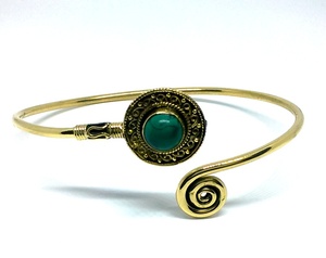 Pulsera de piedra turquesa hecha a mano, brazalete de latón, novedad de 2017 - Product Image 2