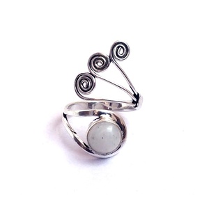Anillo de Latón chapado en plata clásico y bohemio unisex, joyería con incrustaciones de piedra lunar arcoíris para aniversario, piedras preciosas naturales - Product Image 2