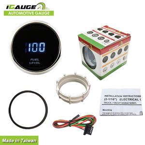 52มิลลิเมตรอิเล็กทรอนิกส์ใบหน้าสีดำสีฟ้า LED วัดระดับน้ำมันเชื้อเพลิงสำหรับรถยนต์ - Product Image 5