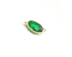Cuarzo verde Piedra preciosa Hecho a mano Diseño de moda 18K Chapado en oro Hermoso bisel Conector Forma ovalada Regalo Latón - Product Image 4