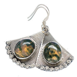 New Arrival 925 Sterling Solid Silver Natural Green Moss Agate Gemstone <b>Earrings</b> For <b>Beautiful</b> Women Handmade Jewelry ODM OEM - Product Image 1