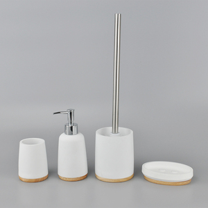 Juego de accesorios de baño de roble con forma de cilindro redondo de 6 piezas - Product Image 4