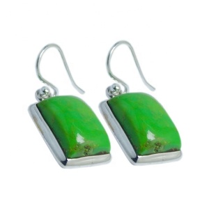 Diseño de moda Turquesa Piedra preciosa Pendiente Hecho a mano Joyería de plata de lujo Proveedor y exportador - Product Image 1