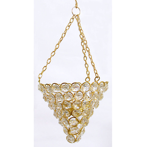 Porte-lampe à thé suspendu perlé en cristal décoratif couleur argent minimaliste pour décorations d'arbre de Noël - Product Image 3