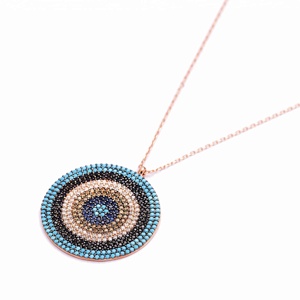 Nuovo ciondolo rotondo a forma di occhio piegato per gioielli in <span class=keywords><strong>argento</strong></span> Sterling 925 fatti a mano all'ingrosso turco da donna - Product Image 1