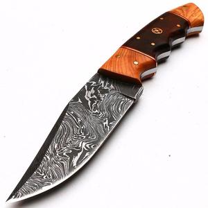 Cuchillo de caza de acero de Damasco personalizado hecho a mano con mango de madera cuchillo de supervivencia DIY soporte OEM - Product Image 5