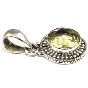 Colgantes de topacio de limón en forma redonda, joyería de plata de ley 925 925, joyería de plata 925 en línea - Product Image 3