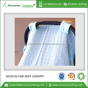Wholesale Price 100% Organic Cotton Muslin Baby Car Seat Canopy Cover Manufacturer India - Product Image 2