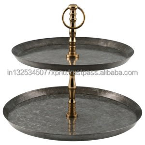 Soporte de pastel de 2 niveles de madera de mango natural y metal - Product Image 6
