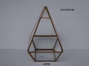 Haute qualité forme géométrique verre plante Terrarium laiton côtés petit intérieur jardinage décor succulent Air INS bureau Table boîte - Product Image 5