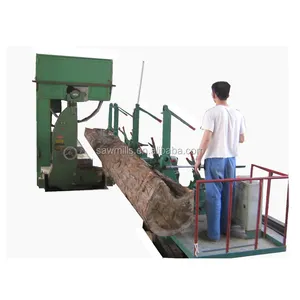Electric engine vertical band saw machine for wood working with trolley timber cutting machine sawmill