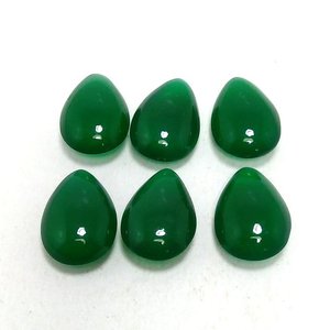 Pierre précieuse d'onyx vert naturel de qualité supérieure AAA, lisse, en forme de poire brillante, cabochon, perles pour la fabrication de bijoux - Product Image 1