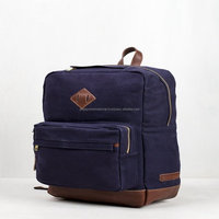 Sac à dos scolaire en toile de coton certifié avec port USB et fermeture à glissière avec pochette pour ordinateur portable