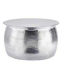 Table basse martelée en cuivre, meuble, forme ronde, fabriquée en tissu - Product Image 4