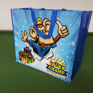 Bolsas de Compra Tejidas de PP con Asas de Cinta de PP, Color Personalizado e Impresión por Grabado - Product Image 1