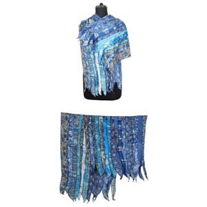 Silk Sari Shawl Reversible Handmade Re-Cycled Silk <b>Scarf</b> Indian Sari Patches Reversible <b>Scarf</b> Colorful Striped <b>Scarf</b> <b>Vintage</b> - Product Image 1