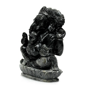 รูปปั้นหินกึ่งมีค่ารูปแมวดำธรรมชาติแกะสลักพระพิฆเนศทำมือประเภทสินค้า - Product Image 2