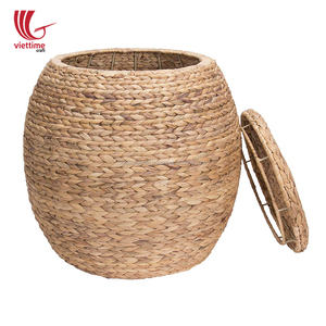 Round Weave Water Hyacinth Laundry <b>Basket</b>, <b>Straw</b> Storage <b>Basket</b> in Vietnam Wholesale - Product Image 1