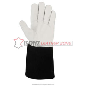 Premium Quality White Calf Tig <b>MIg</b> Welding Gloves With Suede Black Cuff Custom Size Protective Anti-Heat for Argon Steel <b>Welders</b> - Product Image 2