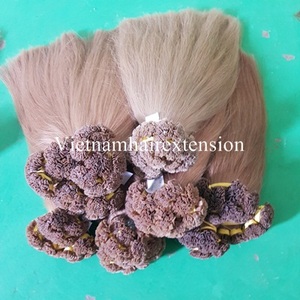 Precio de Fábrica, Cabello Remy Rubio de Venta Caliente, Punta Plana, 100% Cabello Virgen Vietnamita, Liso Sedoso, Pre-Adherido - Product Image 1