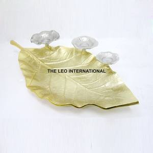 Plateau décoratif pour chips et trempette en aluminium, assiettes de service pour collations avec bol, plateau de présentation pour table à manger - Product Image 1