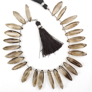 Nueva llegada de 25 piezas de cuarzo ahumado DIY joyería suave forma de marquesa Briolette cuentas de piedras preciosas marrones naturales - Product Image 1