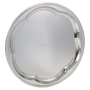 OEM ODM Diseño Servir Bandejas de exhibición Grabado decorativo Bandeja de servicio floral redonda Mejor para el desayuno Bandejas de noche - Product Image 1