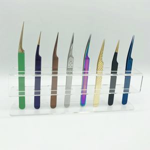 แหนบถอนขนตาสแตนเลสคุณภาพสูงแบบมืออาชีพฉลากส่วนตัวสำหรับต่อขนตาเส้นใยทุกสี - Product Image 6