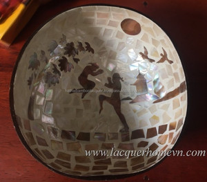 Colored Lacquer Bowls, Snake Skin Coconut Bowls from Vietnam - Product Image 3