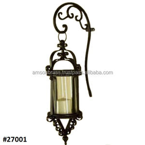 Applique murale lanterne à bougie suspendue pour la décoration de la maison bougeoir métal et verre décoratif - Product Image 2