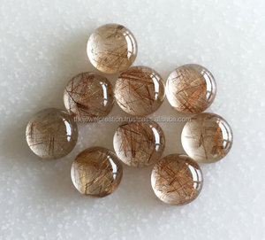 7mm Naturel Doré Rutile Quartz Lisse Rond Lâche Calibré Lâche Cabochons Fabricant En Ligne au Prix D'usine Régulier - Product Image 1