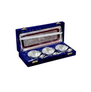 Nouvel arrivage de bol à fruits en laiton plaqué argent Ensemble de bol traditionnel en métal blanc plaqué argent/or Ensemble cadeau de mariage et de fête - Product Image 1