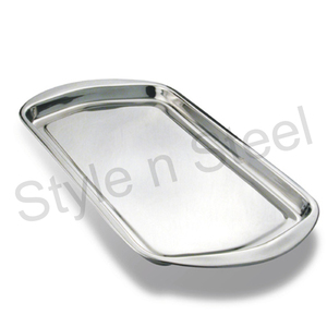 Plateau de service rectangulaire élégant en acier inoxydable Plateau de chargeurs de plats alimentaires en métal réutilisable écologique - Product Image 1