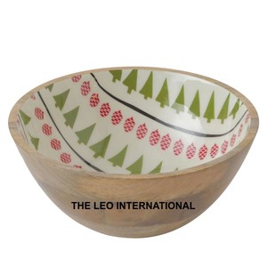 Bol de forme ronde en bois pour plats de légumes secs de riz ustensiles de cuisine Table à manger bol décoratif pour la maison - Product Image 1