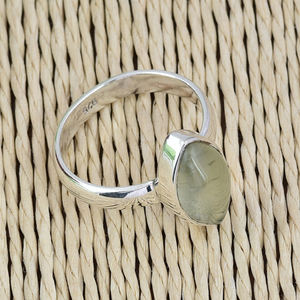 Marquesa Prehnita piedra preciosa 925 anillo de plata esterlina joyería plateado anillo de moda para boda, aniversario para Unisex - Product Image 3