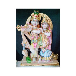 Estatuas de mármol blanco pulido a mano de la mejor calidad de la diosa hindú Shri Radha y el dios Krishna, Simble Of Love - Product Image 1
