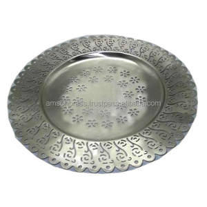 Plaque de chargement en acier inoxydable en métal caractéristique écologique plaque de chargement chromée assiettes - Product Image 4