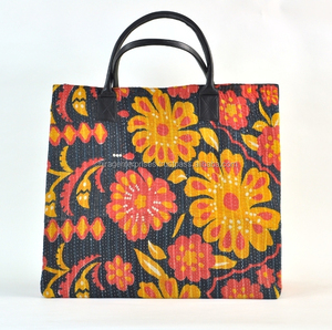 กระเป๋าโท้ทผ้าฝ้ายวินเทจลายคันธา ขายดี ดีไซน์เก๋ หูหิ้วคู่ เปิดปิดแบบเปิด ใช้ได้ทั้งเดินทาง ช้อปปิ้ง สไตล์ลำลอง - Product Image 4