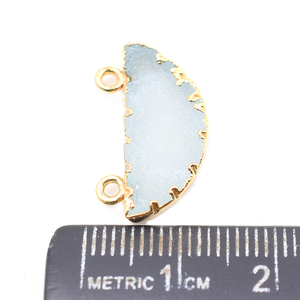 Pendentif en druse aquatique de 12 à 14 mm avec bélière, forme demi-ronde, plaqué or, pour la fabrication de bijoux - Product Image 4